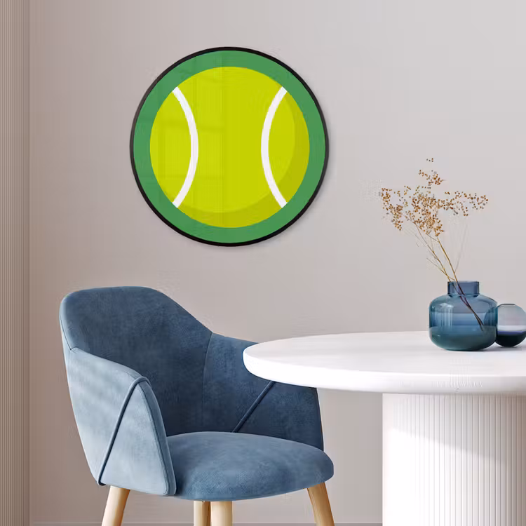 Poster im Rahmen Rund - Ball – Gelb – Sport – Grün – Illustration — 4