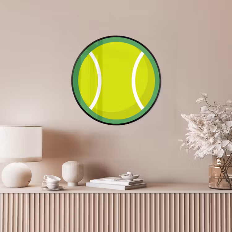 Poster im Rahmen Rund - Ball – Gelb – Sport – Grün – Illustration — 5