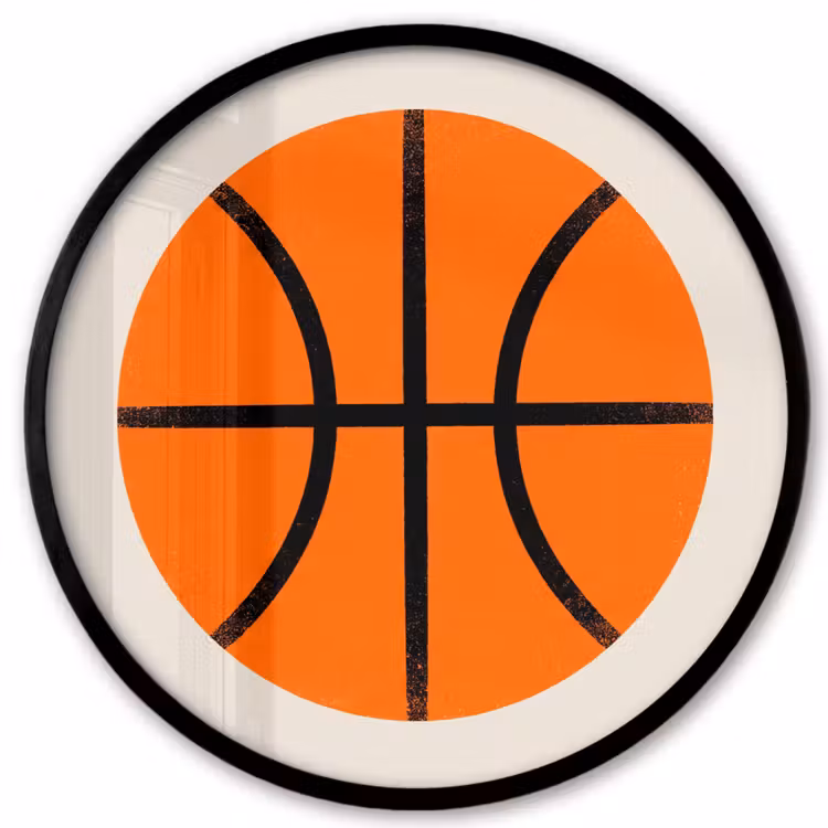 Poster im Rahmen Rund - Basketball – Ball – Sport – Illustration – Orange — 1