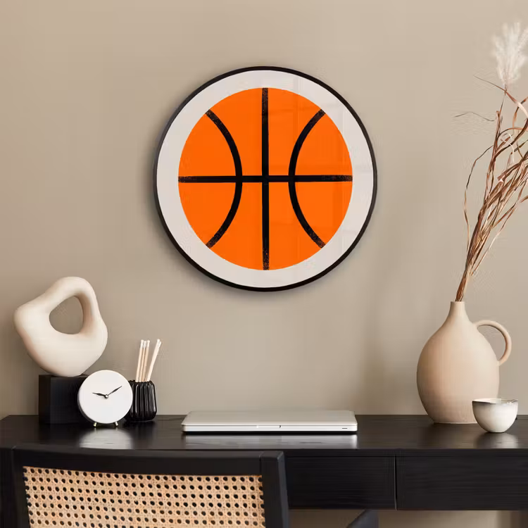 Poster im Rahmen Rund - Basketball – Ball – Sport – Illustration – Orange — 3