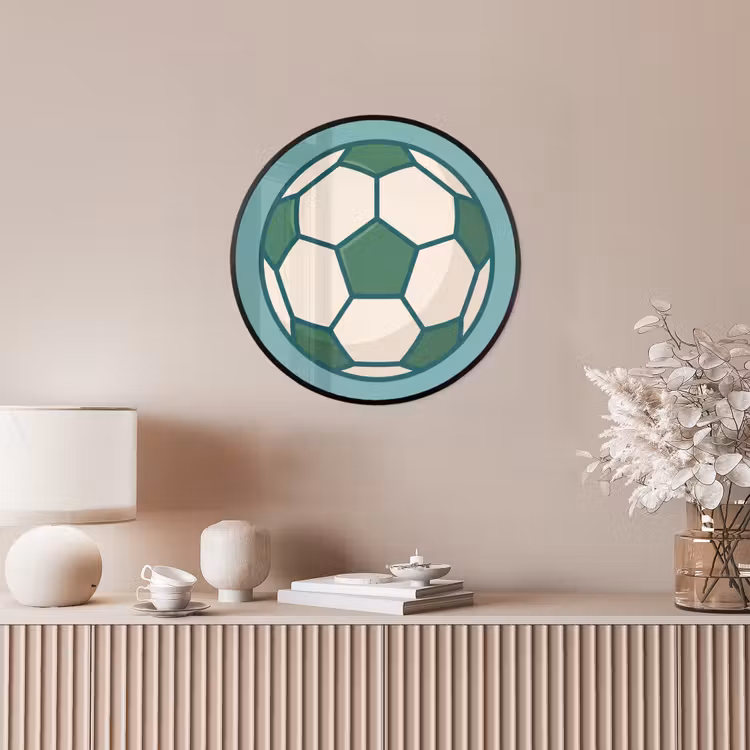Poster im Rahmen Rund - Fußball – Geometrisch – Sport – Illustration – Blaugrün — 5