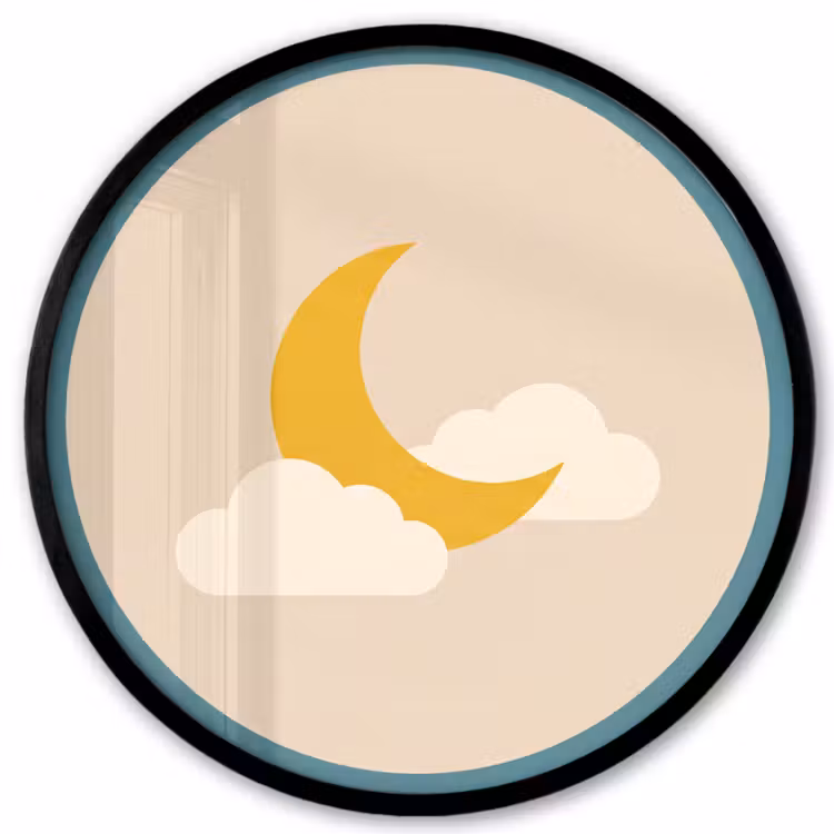 Poster im Rahmen Rund - Mond – Wolken – Natur – Abstrakt – Gelb — 1
