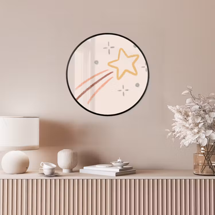 Poster im Rahmen Rund - Stern – Fallend – Illustration – Pastell — 5