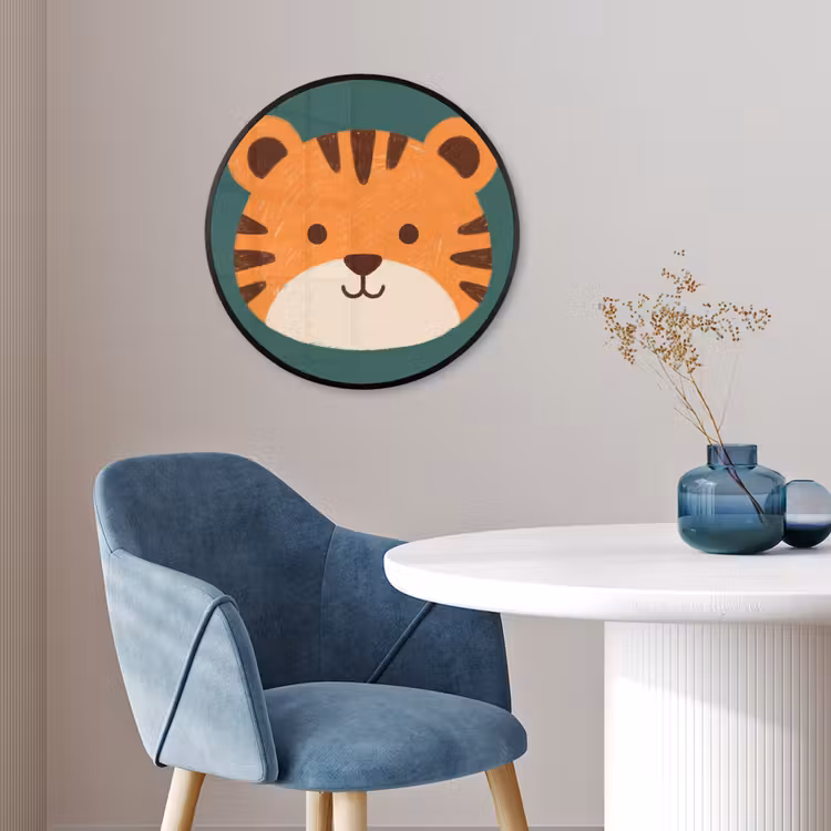Poster im Rahmen Rund - Tiere – Kopf – Orange – Illustration – Modern — 4