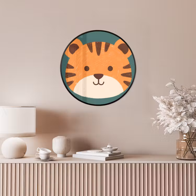 Poster im Rahmen Rund - Tiere – Kopf – Orange – Illustration – Modern — 5