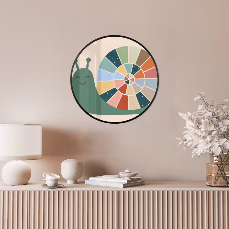 Poster im Rahmen Rund - Tiere – Schnecke – Bunt – Illustration — 5