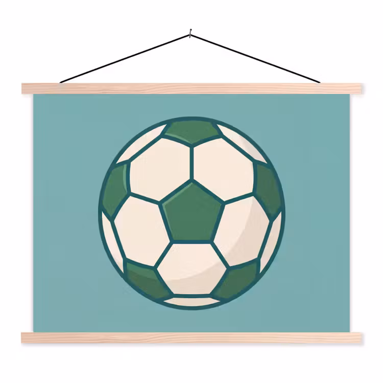 Stoffbild - Fußball – Geometrisch – Sport – Illustration – Blaugrün — 1