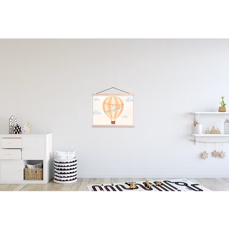 Stoffbild - Heißluftballon – Wolken – Illustration – Sanft – Kinderzimmer — 2