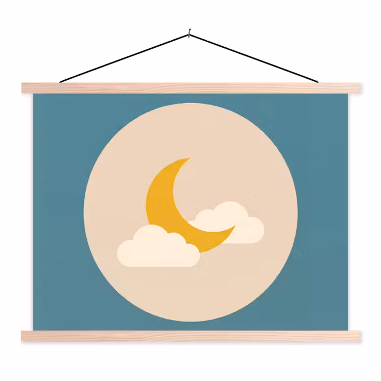 Stoffbild - Mond – Wolken – Natur – Abstrakt – Gelb — 1