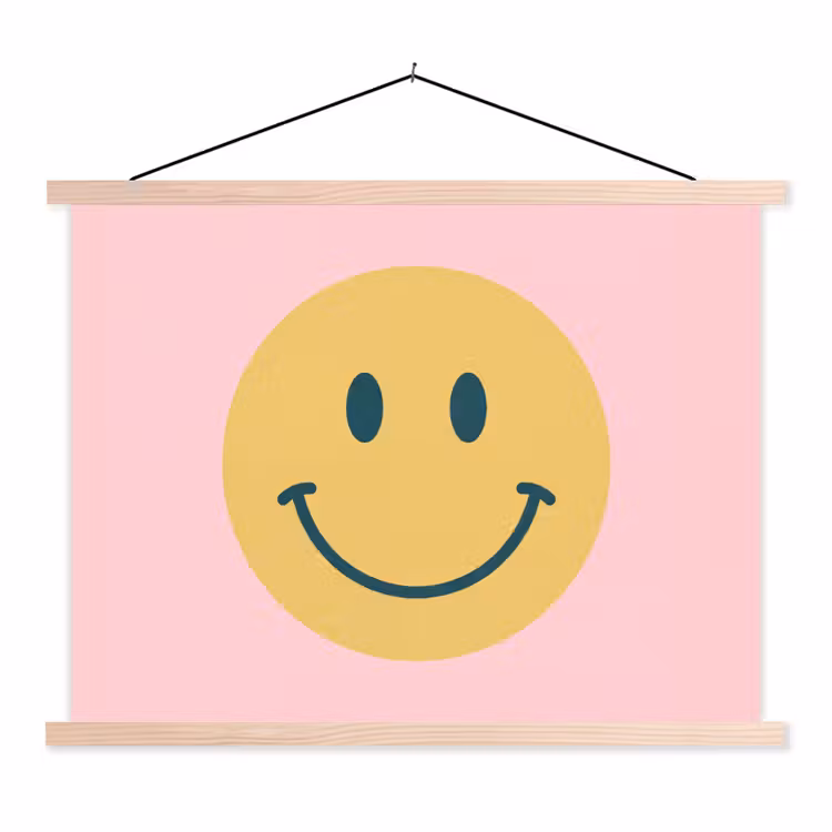 Stoffbild - Smiley – Gelb – Rosa – Symbol – Minimalistisch — 1