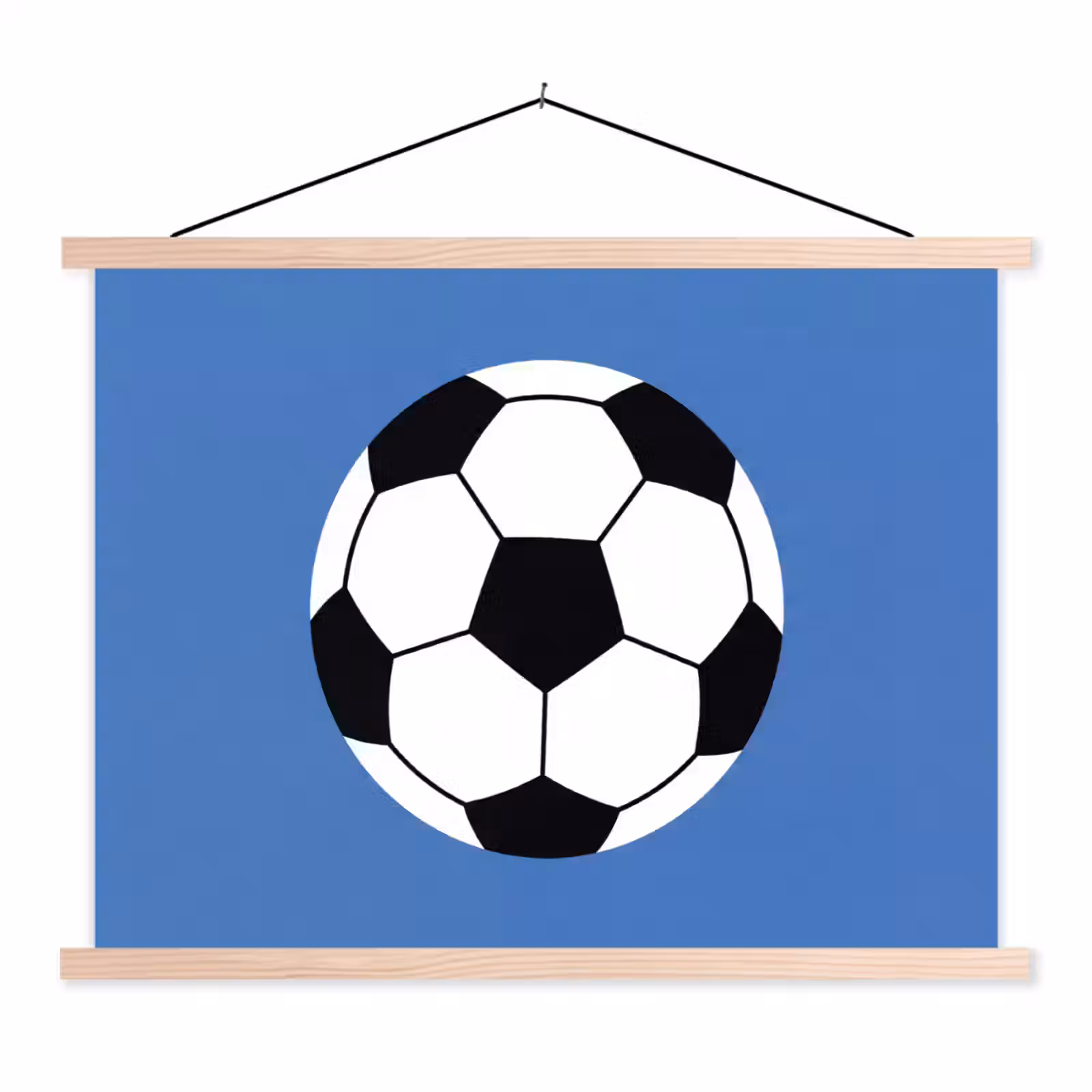 Stoffbild - Fußball – Schwarz-Weiß – Sport – Illustration – Blau — 1