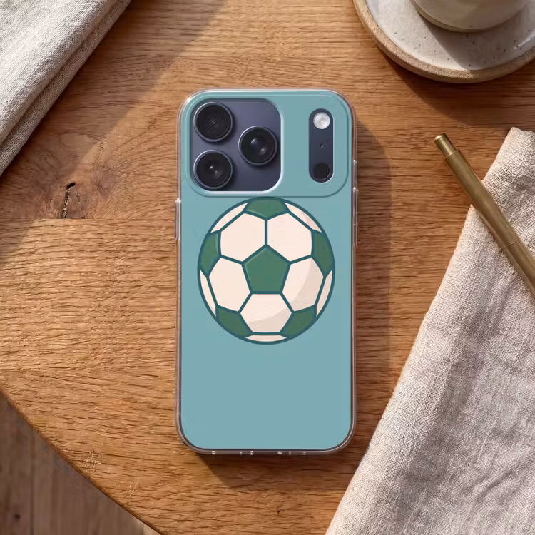 Handyhülle - Fußball – Geometrisch – Sport – Illustration – Blaugrün — 2