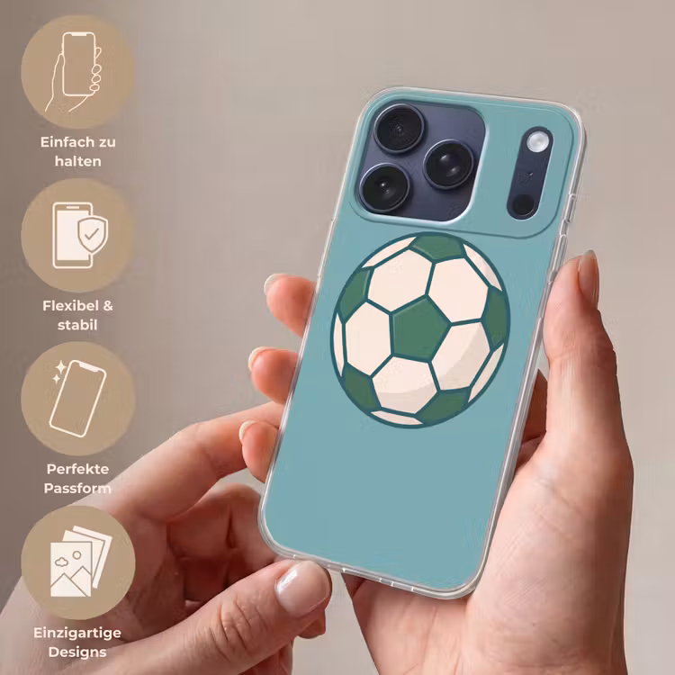 Handyhülle - Fußball – Geometrisch – Sport – Illustration – Blaugrün — 4