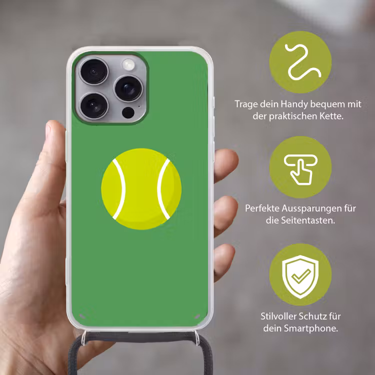 Handyhülle mit Band - Ball – Gelb – Sport – Grün – Illustration — 4