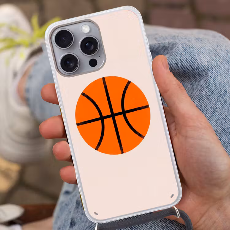 Handyhülle mit Band - Basketball – Ball – Sport – Illustration – Orange — 2