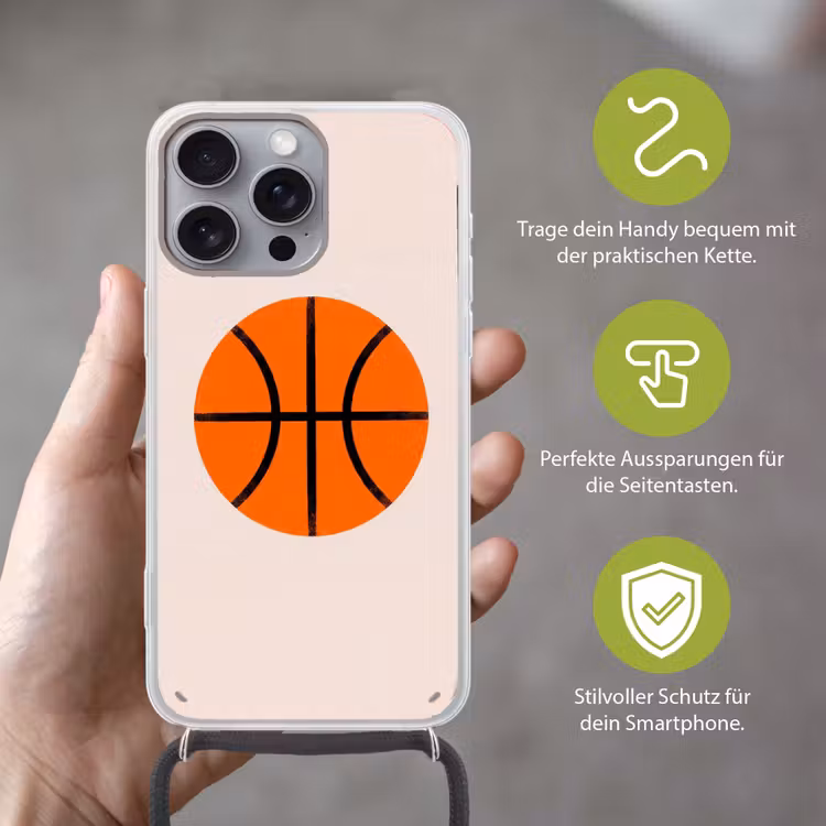 Handyhülle mit Band - Basketball – Ball – Sport – Illustration – Orange — 4