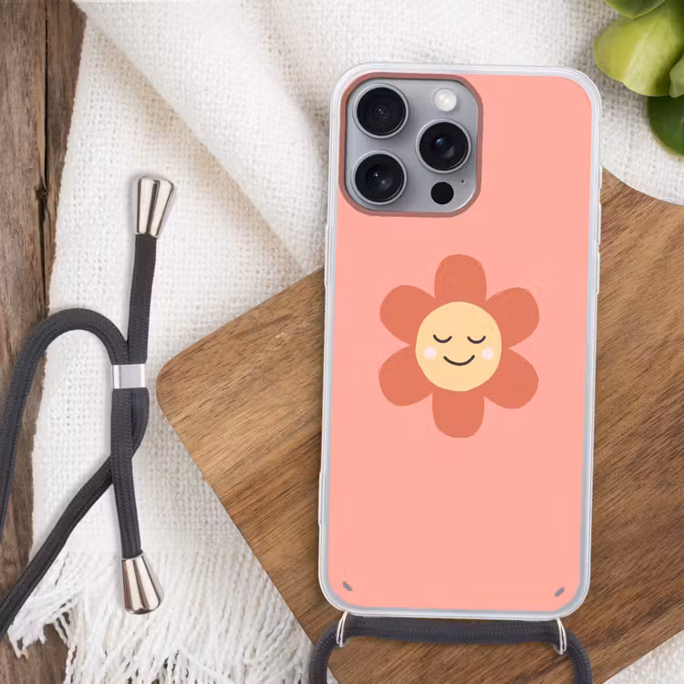 Handyhülle mit Band - Blumen – Zeichentrickfilm – Kind – Rosa — 3