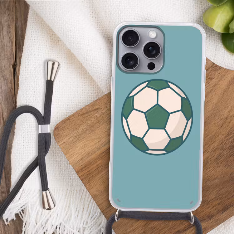Handyhülle mit Band - Fußball – Geometrisch – Sport – Illustration – Blaugrün — 3