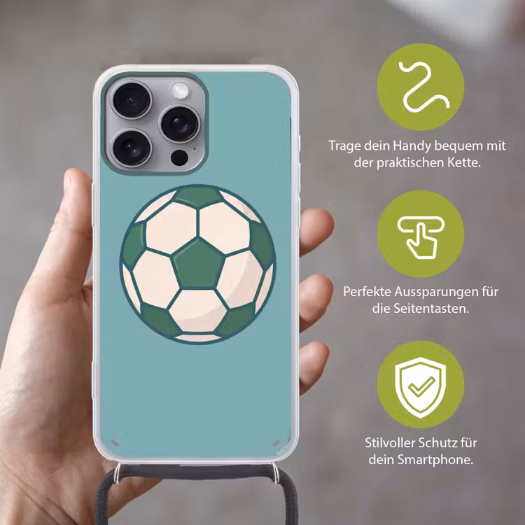 Handyhülle mit Band - Fußball – Geometrisch – Sport – Illustration – Blaugrün — 4