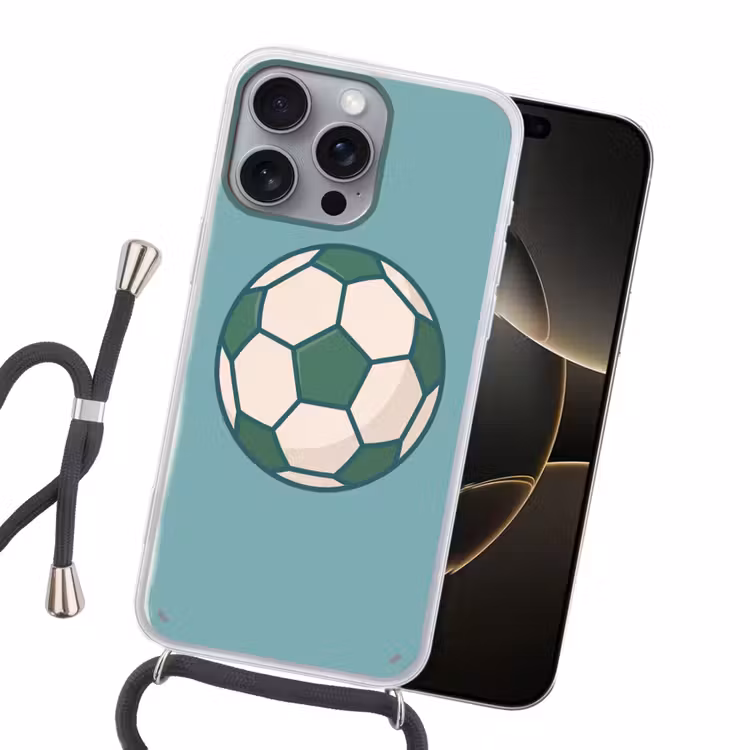 Handyhülle mit Band - Fußball – Geometrisch – Sport – Illustration – Blaugrün — 5