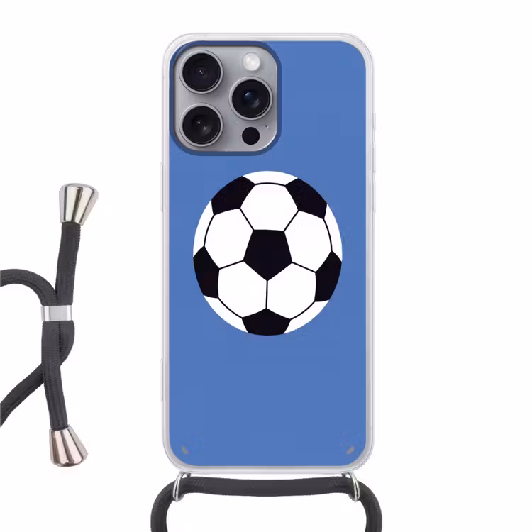Handyhülle mit Band - Fußball – Schwarz-Weiß – Sport – Illustration – Blau — 1
