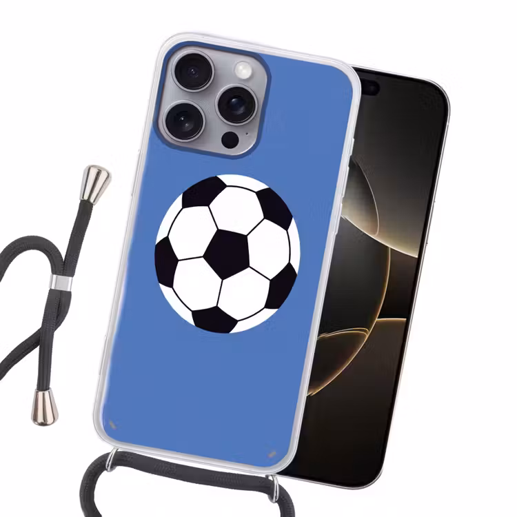Handyhülle mit Band - Fußball – Schwarz-Weiß – Sport – Illustration – Blau — 5