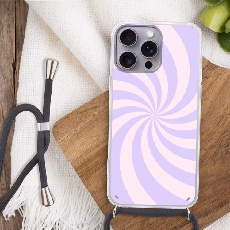 Handyhülle mit Band - Muster – Spirale – Abstrakt – Modern – Lila-Rosa — 3