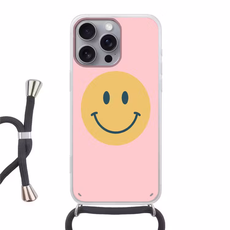 Handyhülle mit Band - Smiley – Gelb – Rosa – Symbol – Minimalistisch — 1