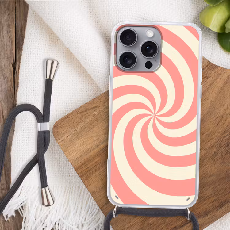 Handyhülle mit Band - Spirale – Muster – Abstrakt – Rosa – Beige — 3