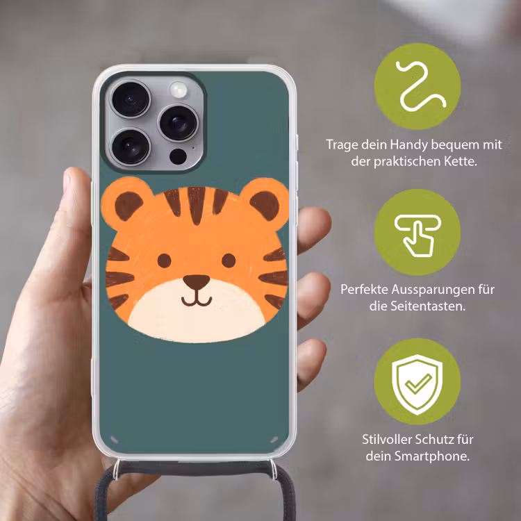 Handyhülle mit Band - Tiere – Kopf – Orange – Illustration – Modern — 4