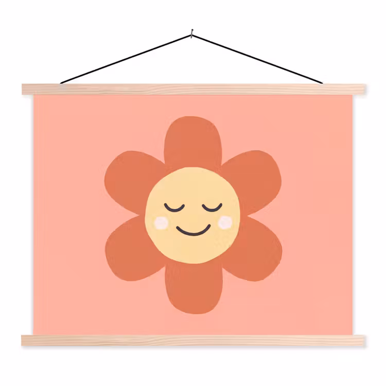 Stoffbild - Blumen – Zeichentrickfilm – Kind – Rosa — 1