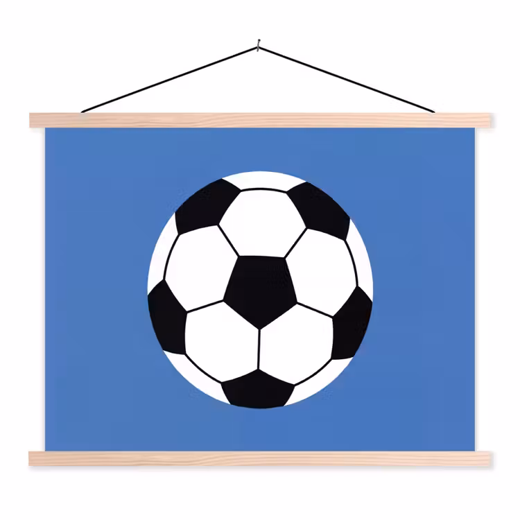 Stoffbild - Fußball – Schwarz-Weiß – Sport – Illustration – Blau — 1