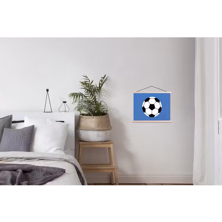 Stoffbild - Fußball – Schwarz-Weiß – Sport – Illustration – Blau — 3