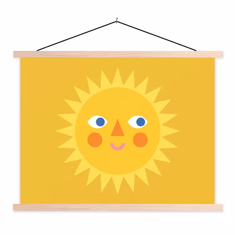 Stoffbild - Sonne – Gesicht – Sommer – Illustration – Gelb — 1