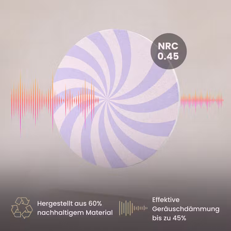 Akustikbild - Rund - Muster – Spirale – Abstrakt – Modern – Lila-Rosa — 3
