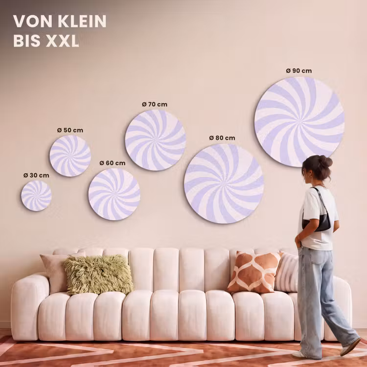 Akustikbild - Rund - Muster – Spirale – Abstrakt – Modern – Lila-Rosa — 7