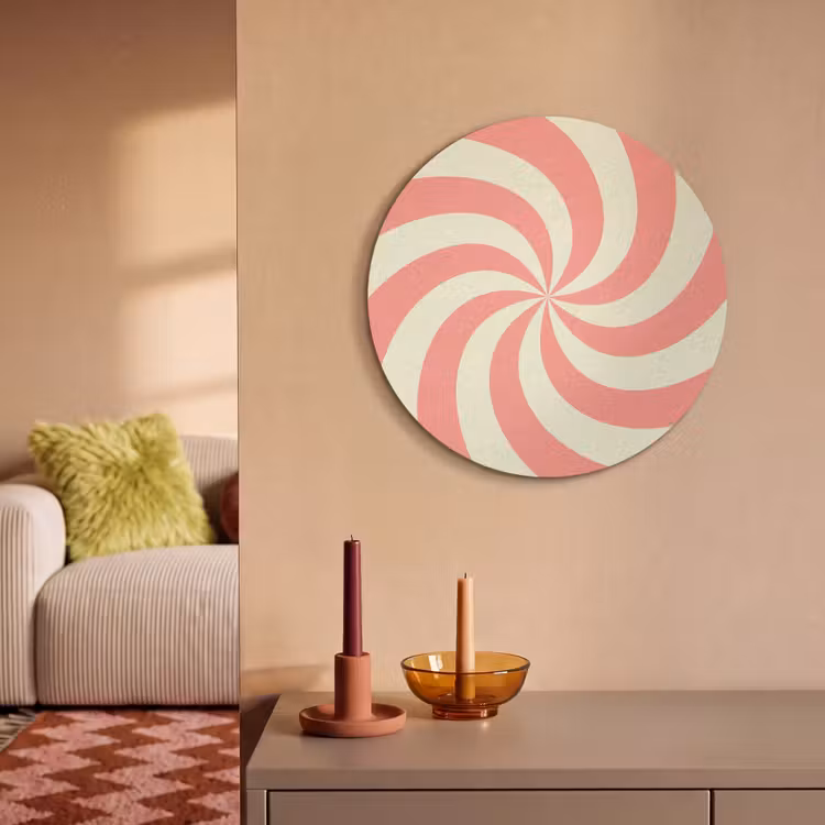 Akustikbild - Rund - Spirale – Muster – Abstrakt – Rosa – Beige — 2