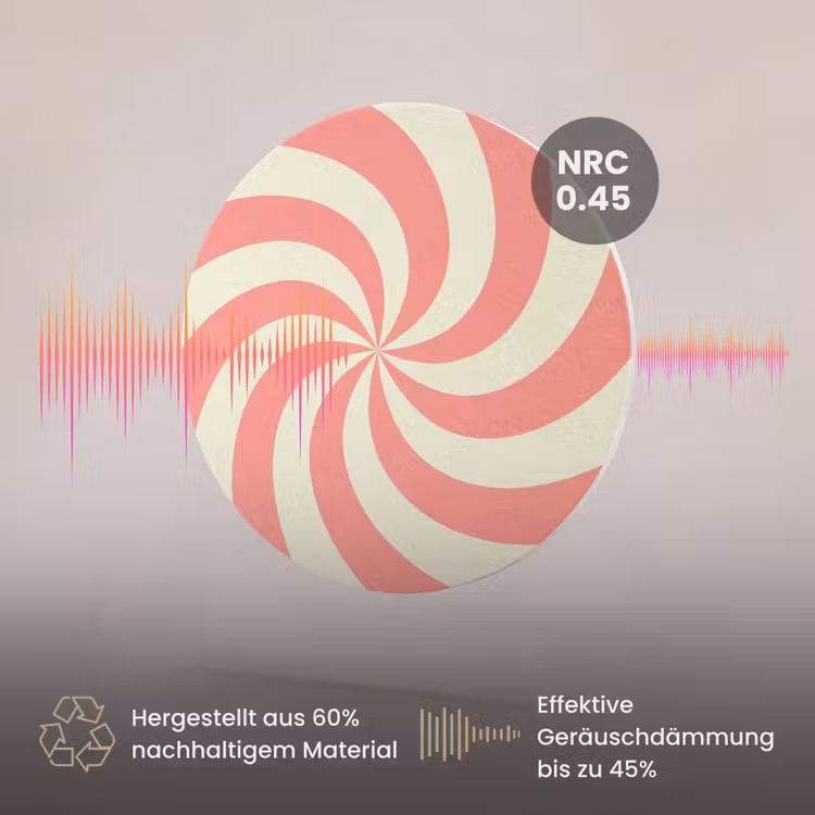 Akustikbild - Rund - Spirale – Muster – Abstrakt – Rosa – Beige — 3