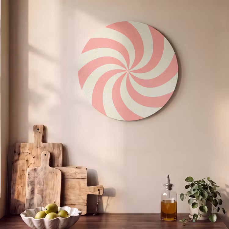 Akustikbild - Rund - Spirale – Muster – Abstrakt – Rosa – Beige — 4
