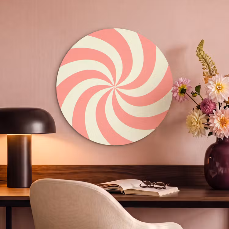 Akustikbild - Rund - Spirale – Muster – Abstrakt – Rosa – Beige — 6