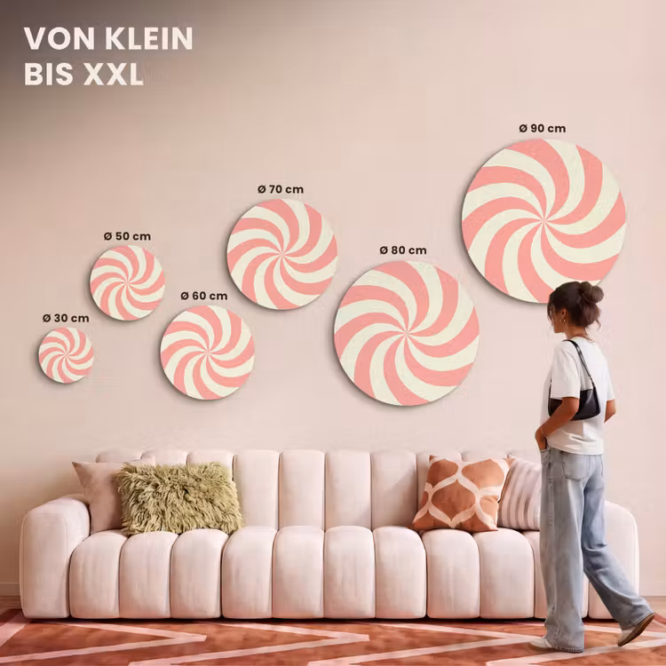 Akustikbild - Rund - Spirale – Muster – Abstrakt – Rosa – Beige — 7