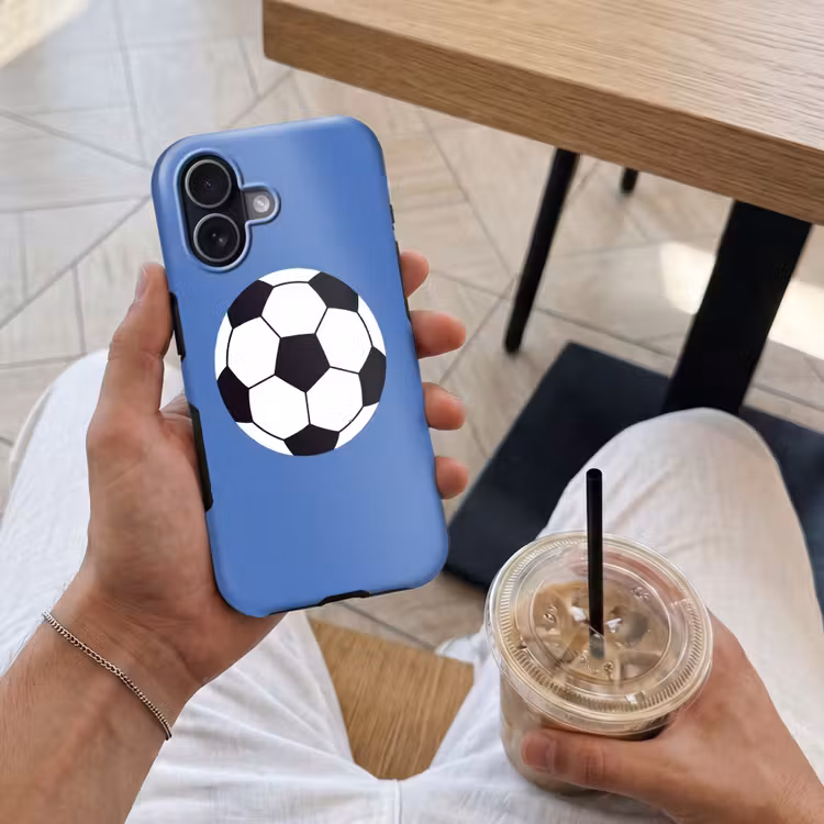 Handyhülle Toughcase - Fußball – Schwarz-Weiß – Sport – Illustration – Blau — 4