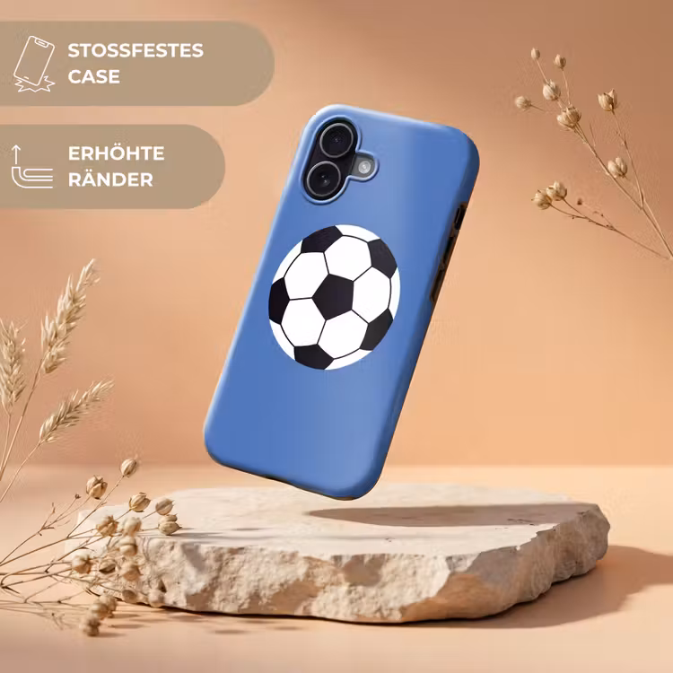 Handyhülle Toughcase - Fußball – Schwarz-Weiß – Sport – Illustration – Blau — 5