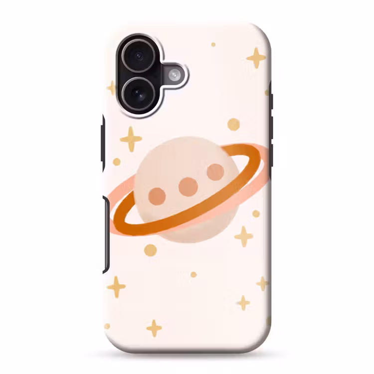 Handyhülle Toughcase - Planet – Ringe – Weltraum – Illustration – Beige — 1