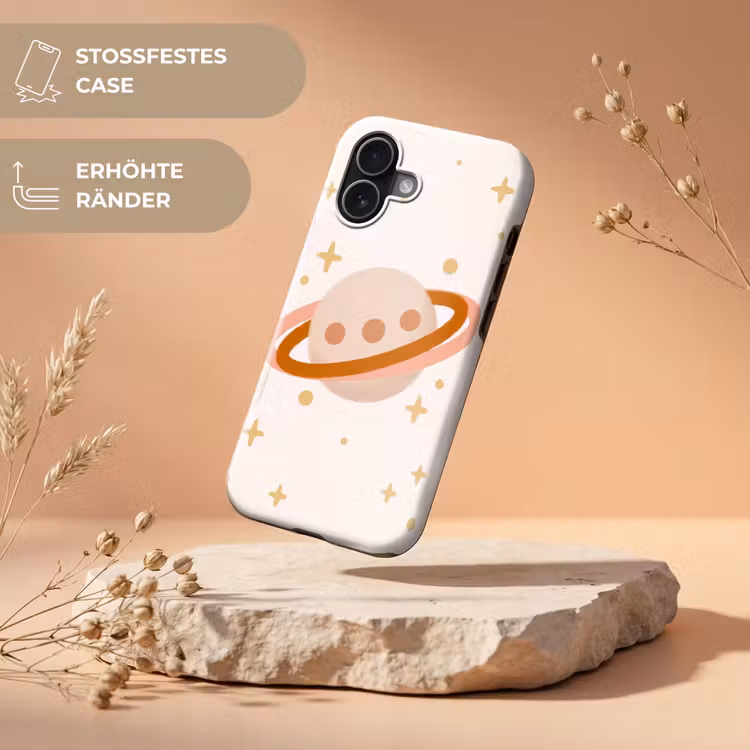 Handyhülle Toughcase - Planet – Ringe – Weltraum – Illustration – Beige — 5
