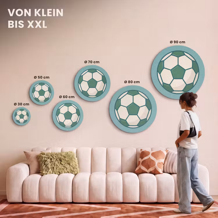 Akustikbild - Rund - Fußball – Geometrisch – Sport – Illustration – Blaugrün — 7