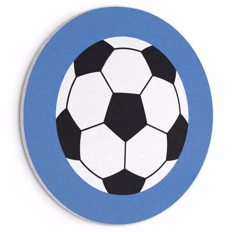Akustikbild - Rund - Fußball – Schwarz-Weiß – Sport – Illustration – Blau — 1