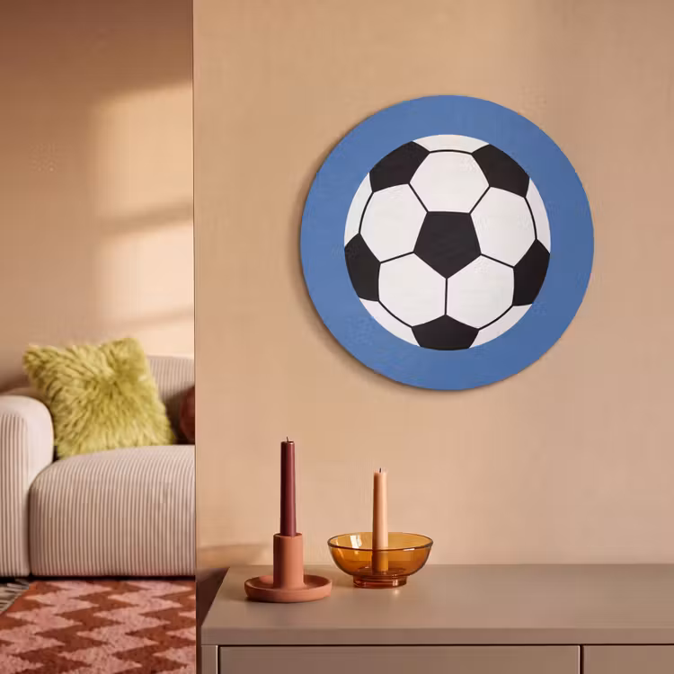 Akustikbild - Rund - Fußball – Schwarz-Weiß – Sport – Illustration – Blau — 2