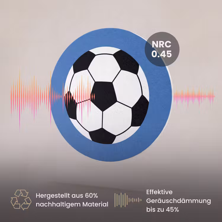 Akustikbild - Rund - Fußball – Schwarz-Weiß – Sport – Illustration – Blau — 3