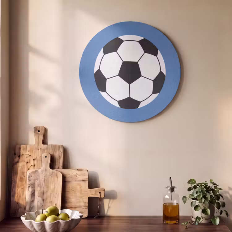 Akustikbild - Rund - Fußball – Schwarz-Weiß – Sport – Illustration – Blau — 4